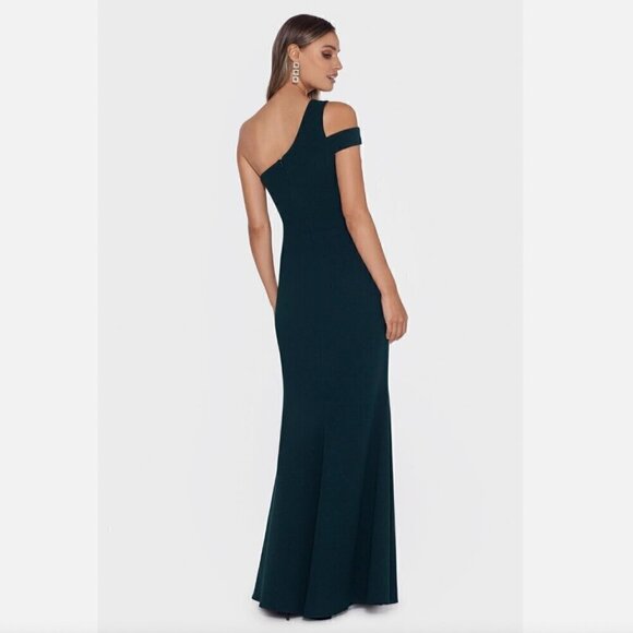 New! XSCAPE Lucy‎ Long Scuba Crepe One Shoulder Dress - Picture 7 of 7